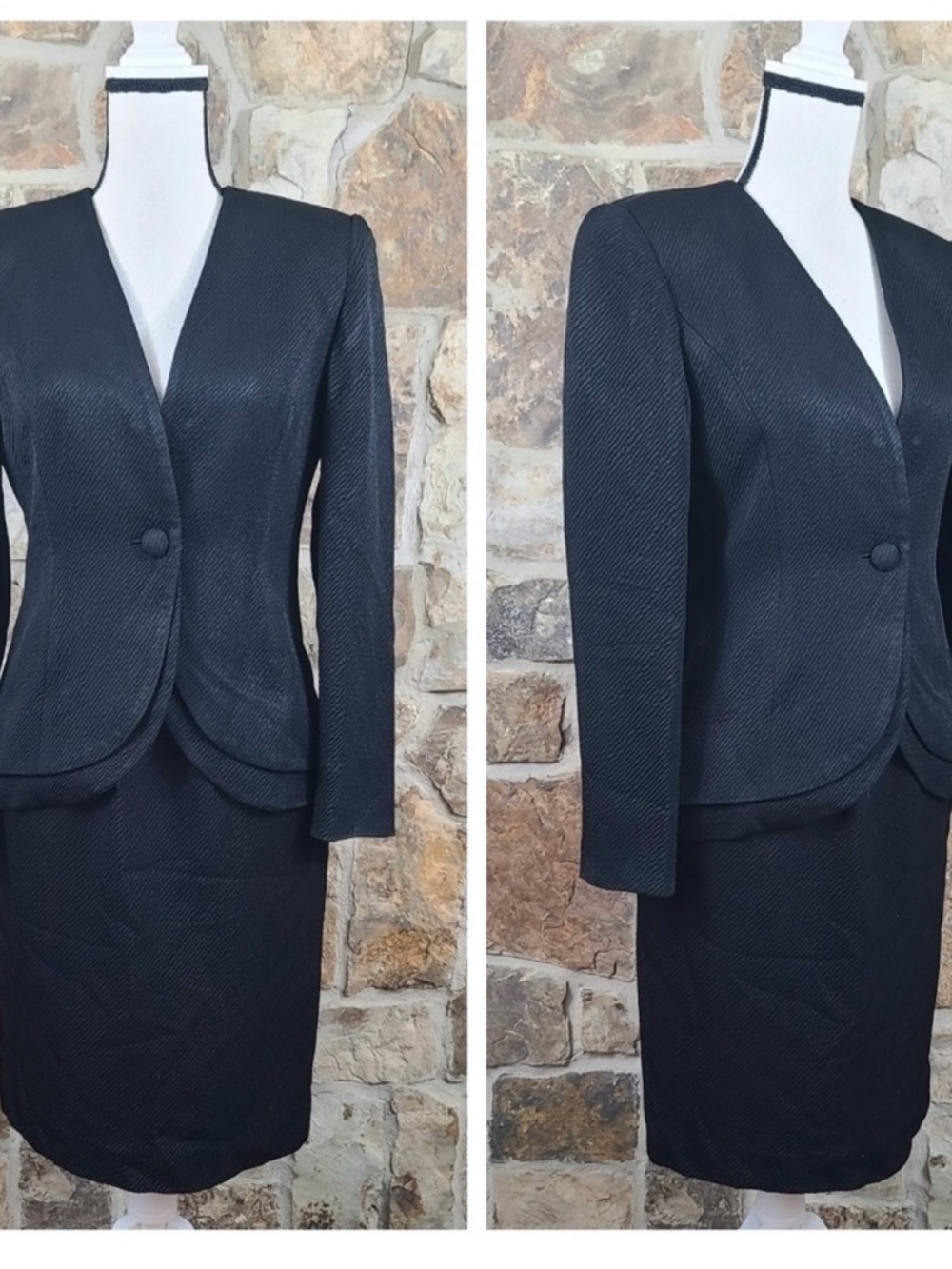 Christian Dior 2 Ribbed Skirt Suit Set Vintage